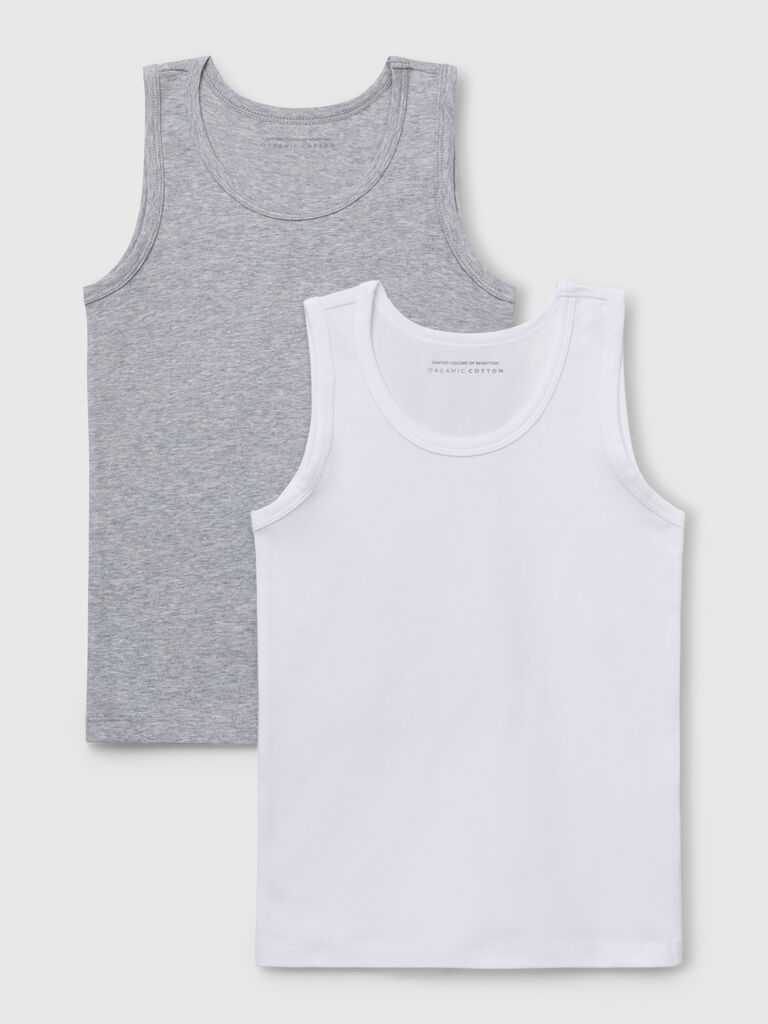 Two tank tops in stretch organic cotton
