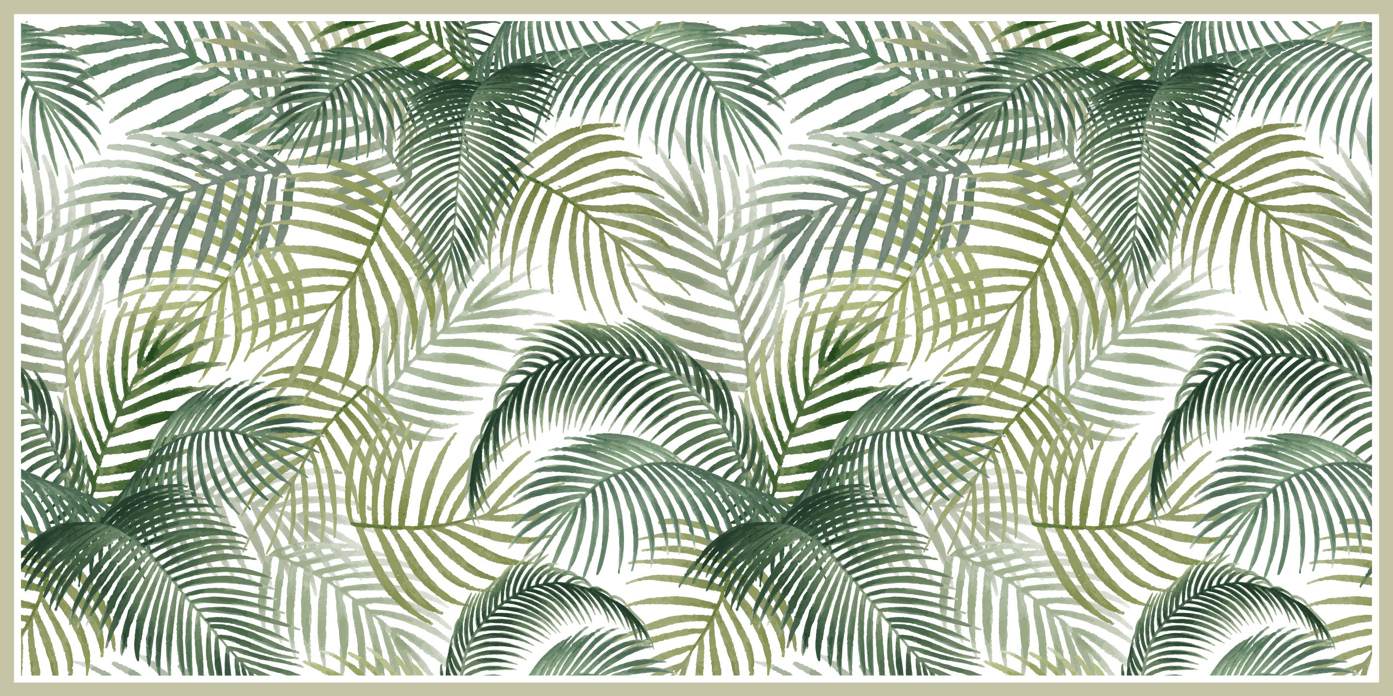 TROPICALWATERCOLOR - Tapis en vinyl aquarelle tropicale vert 48x98 cm
