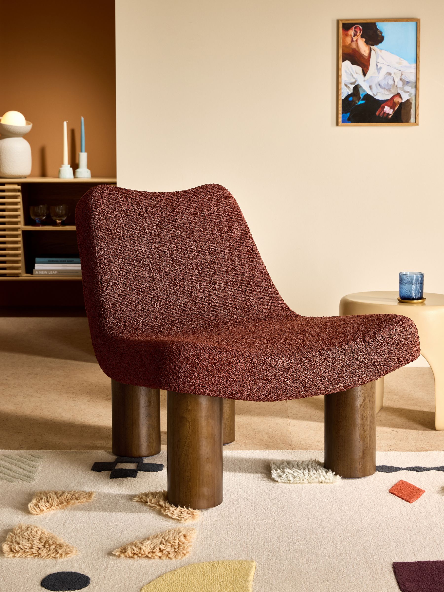 Wray Accent Chair in Rust Orange Pax Boucle