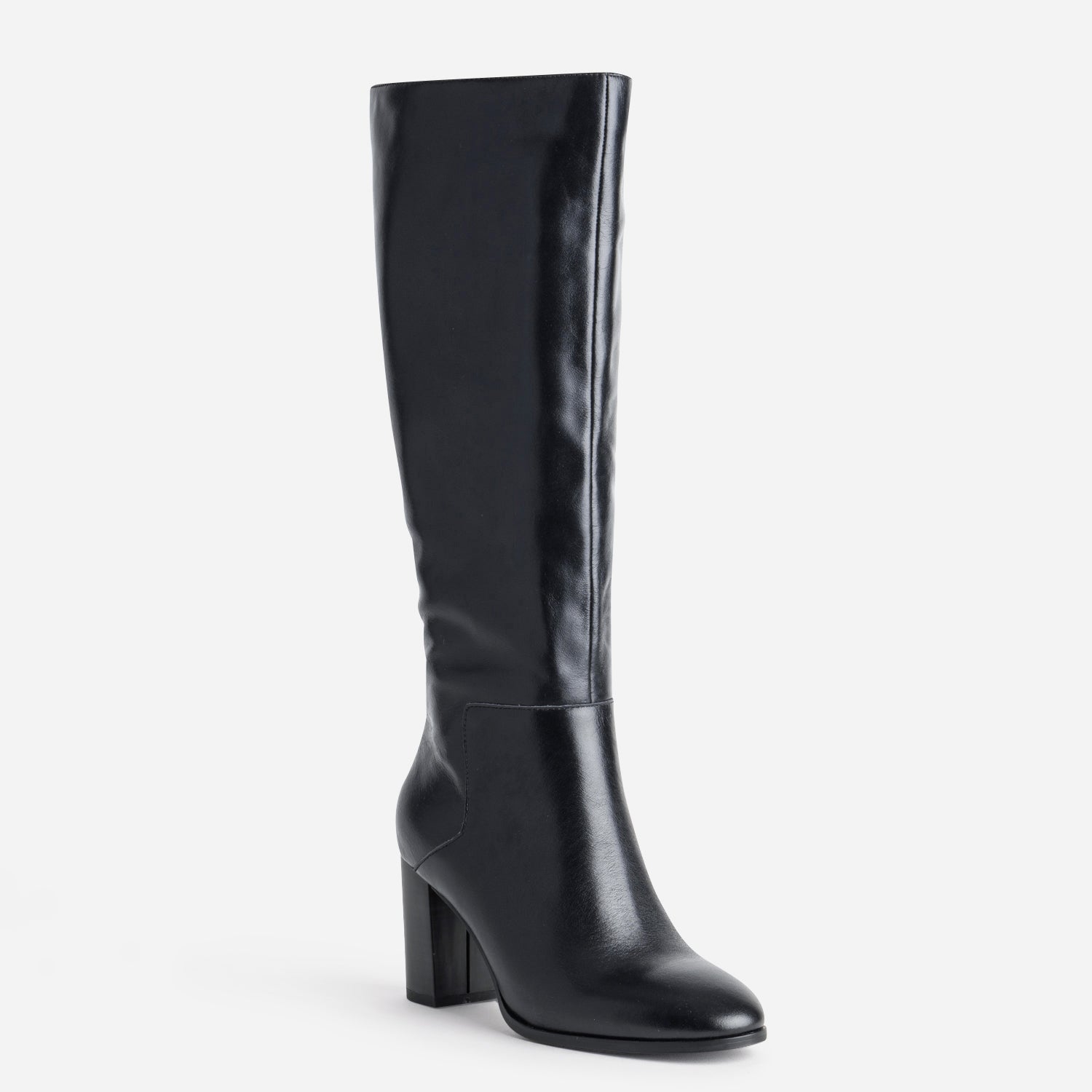 Botte noire cuir à talon