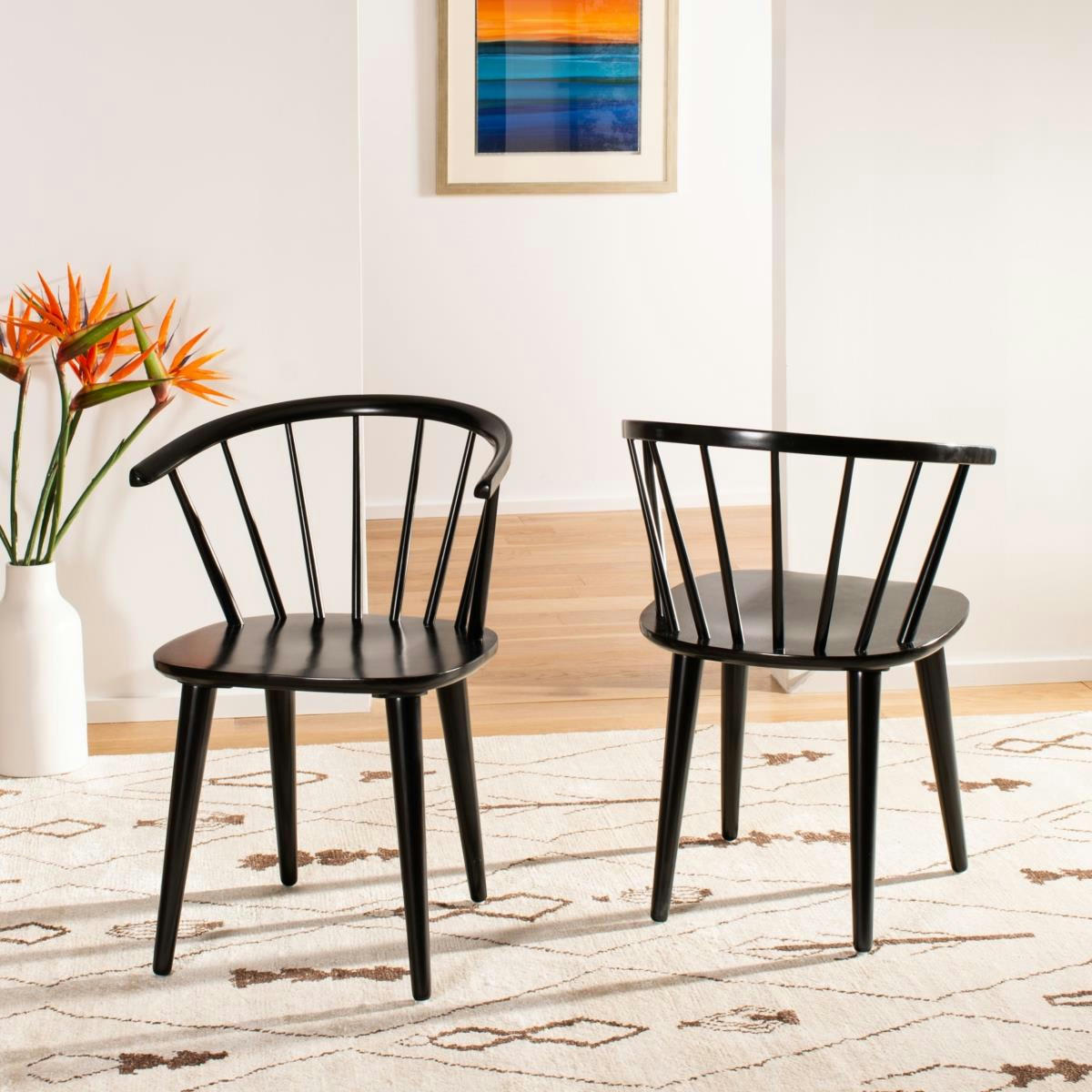 WAVA - Chaises de salle à manger Bois d'hévéa en Noir, 50 X 55 X 75 cm