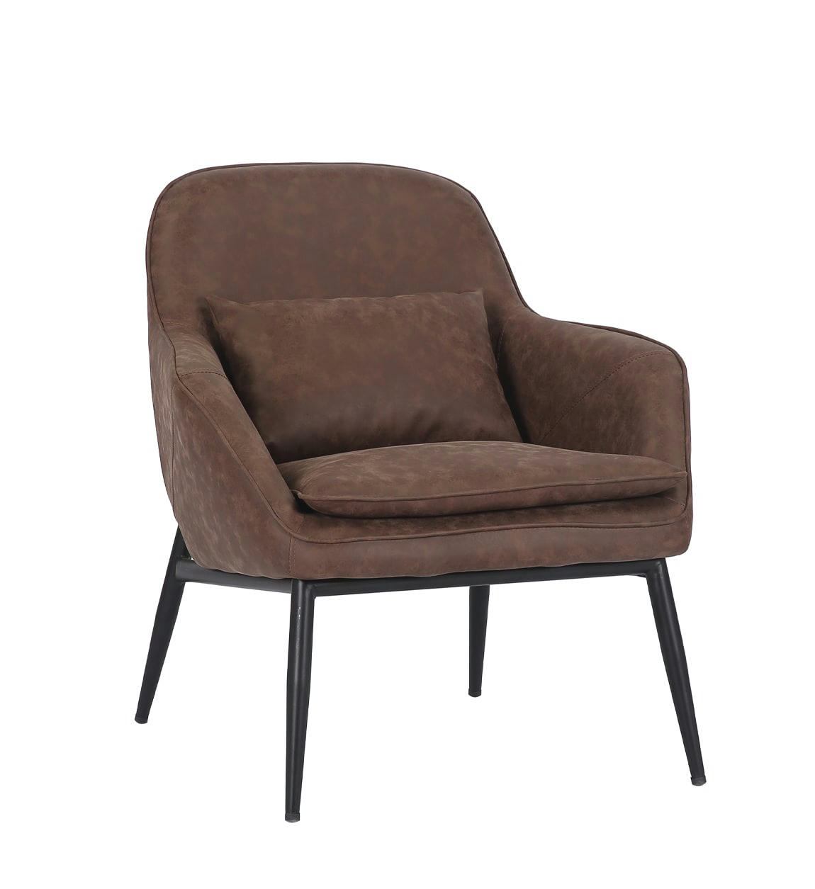 DETROIT - Fauteuil en métal noir et similicuir marron