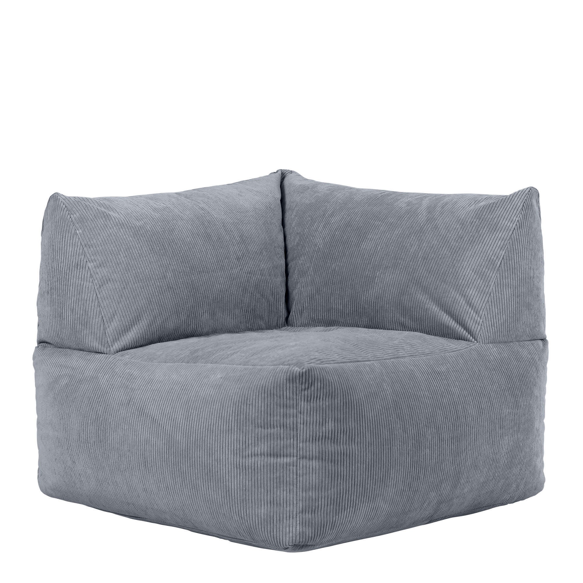 TETRA - Pouf angle modulable velours côtelé gris