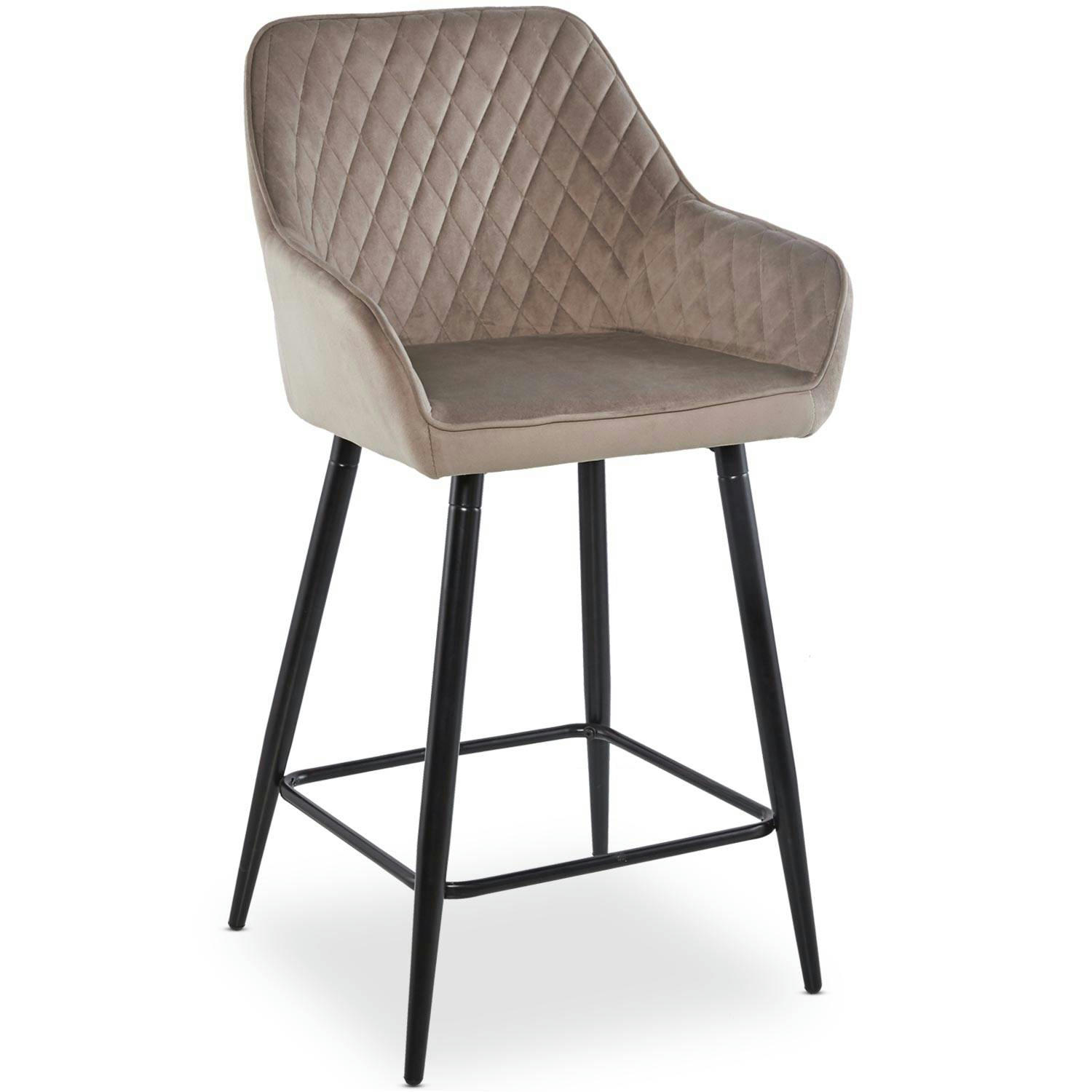 VERONIKA - Lot de 2 chaises de bar velours taupe