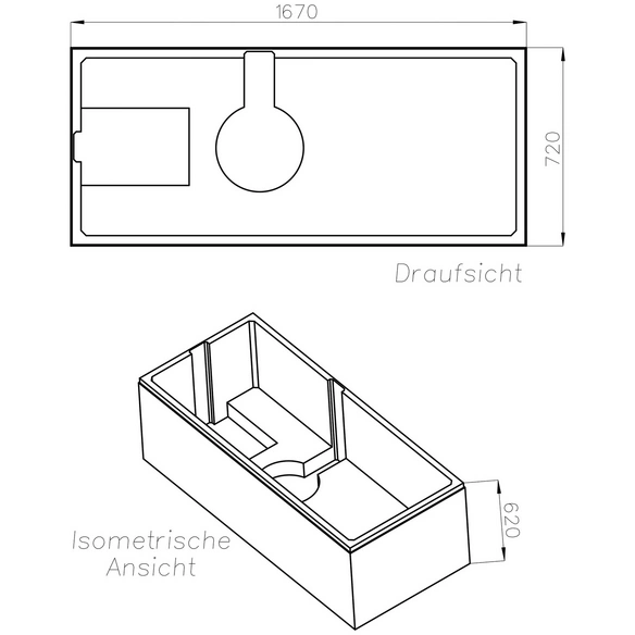 Wannenträger »Porta«, BxHxL: 72 x 62 x 167 cm, weiß