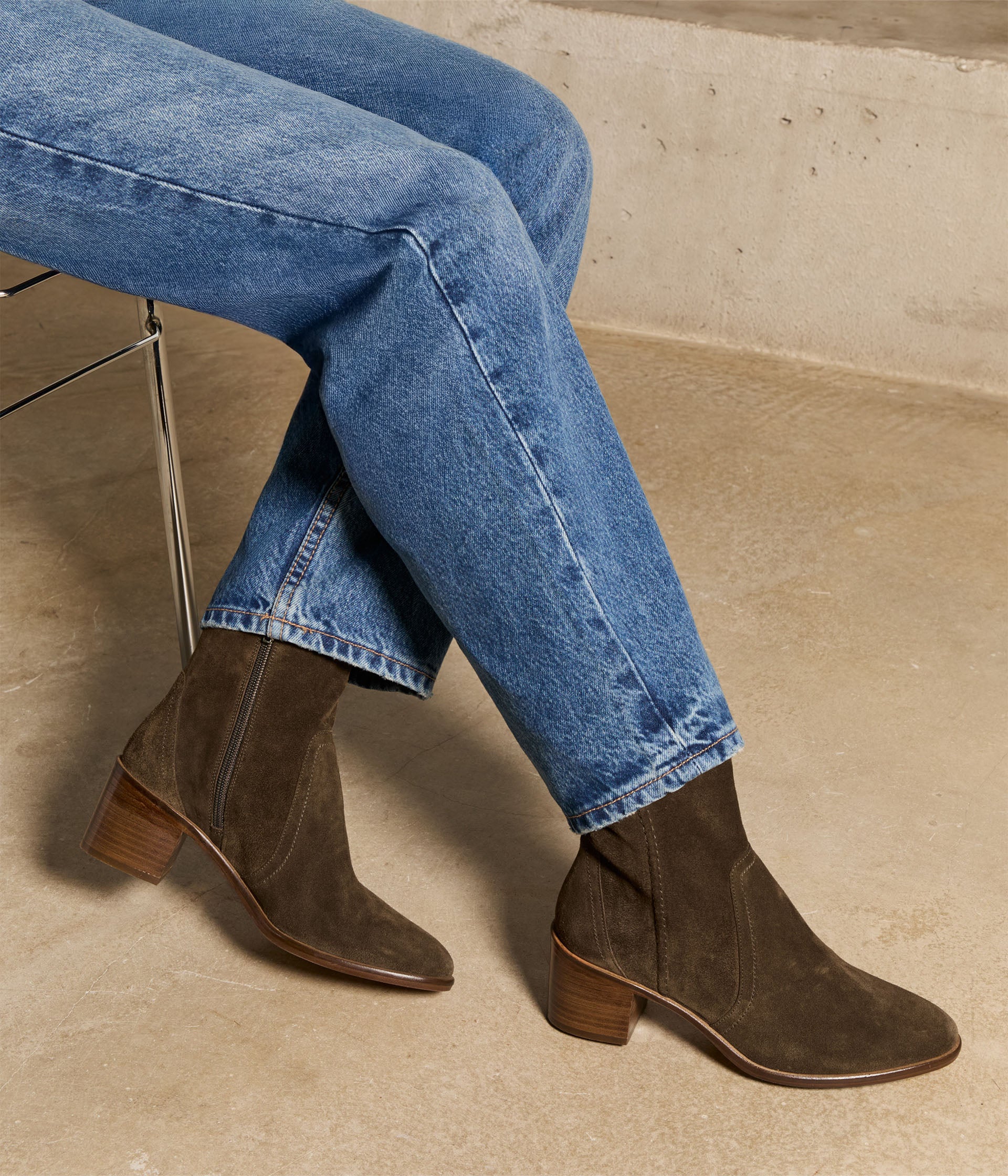 Boots velours kaki Sansa
