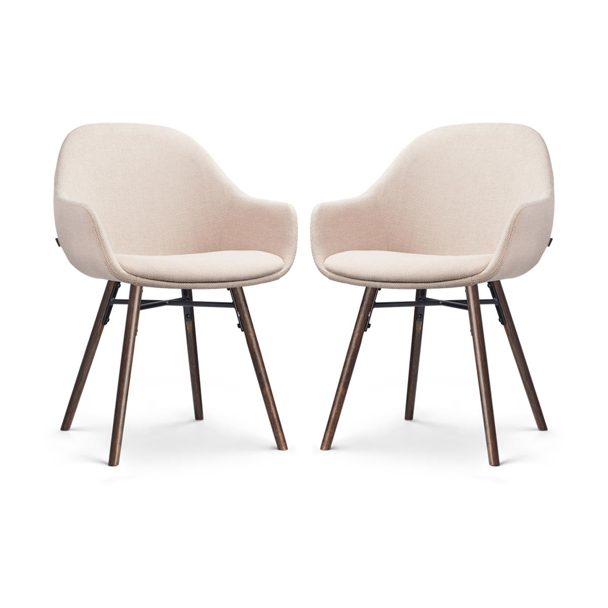 Nolon Nena-Mae Eetkamerstoelen Set van 2 - Beige - Walnoot