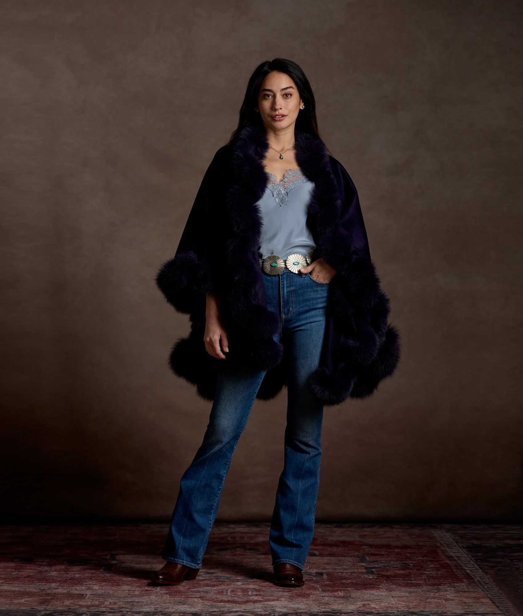 Arden Cashmere Wrap - Navy