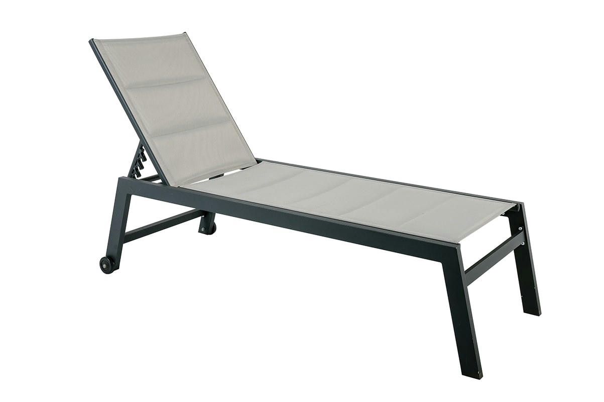 PAMPA - Lot de 2 Transats Pampa gris clair à Roulettes