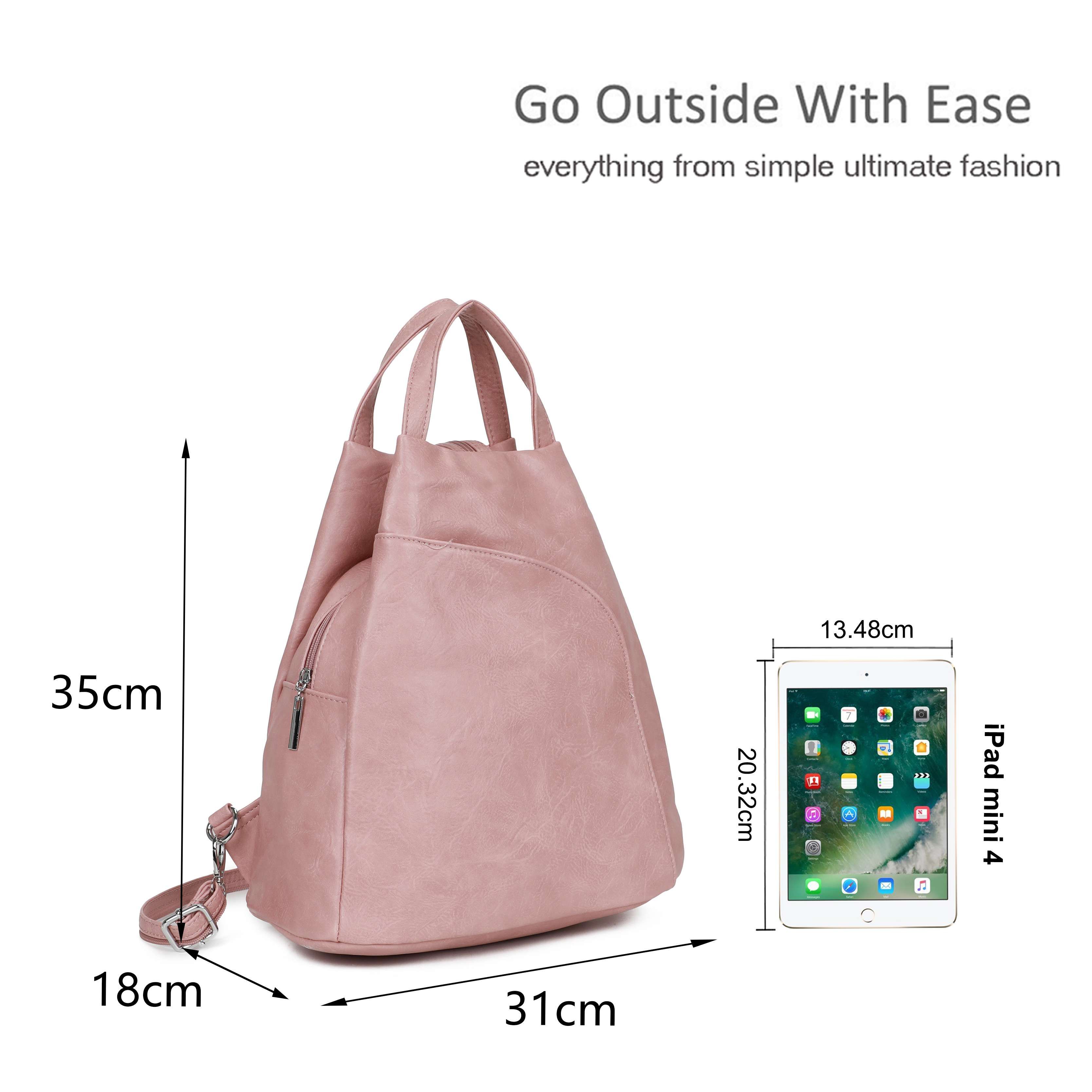 Kitise PU Leather Convertible Crossbody Sling Backpack Bag