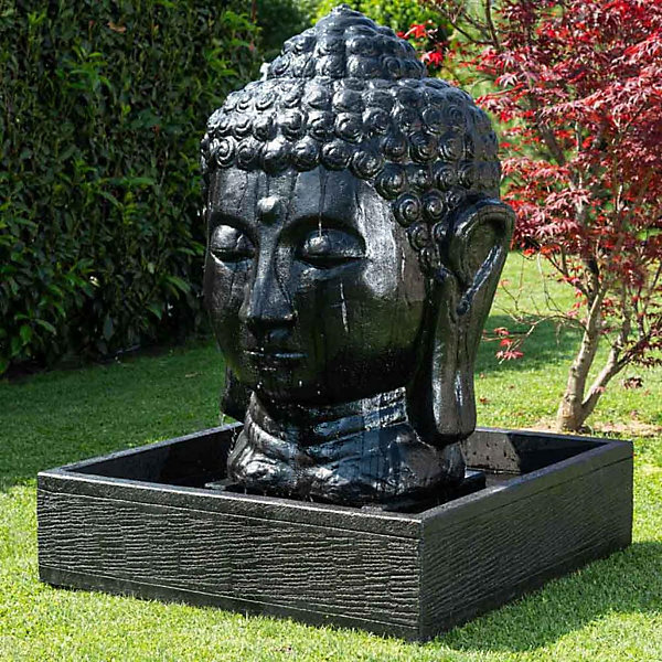 Fontaine de jardin tête de bouddha 1 m 30 noir