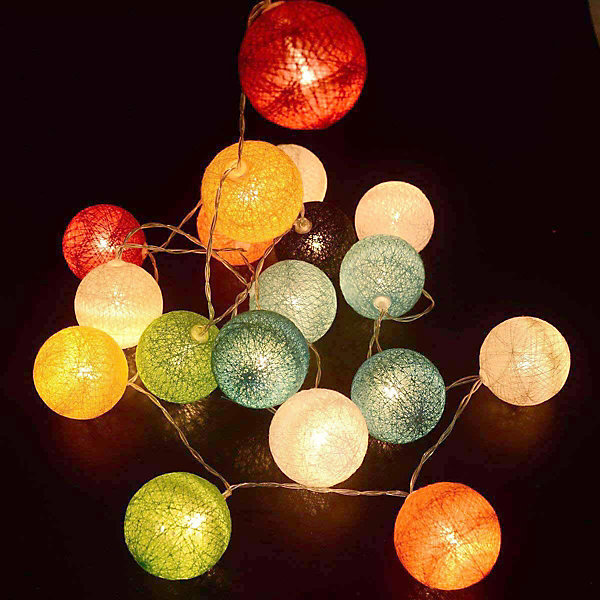 Guirlande boules de coton MIMY COLORS SOLAR Multicolore Coton 3.8M