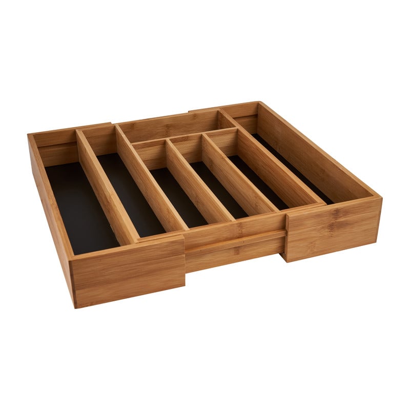 Bestekbak uitschuifbaar - bamboe - 36x25x6.5 cm