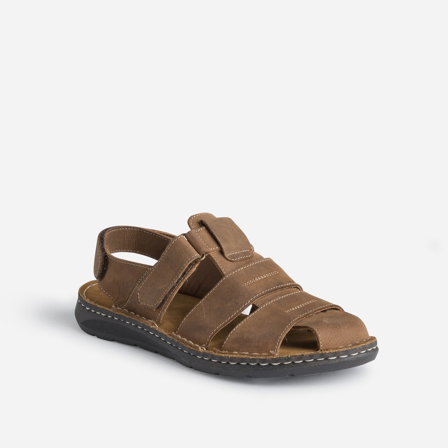 Sandale fermée marron en cuir