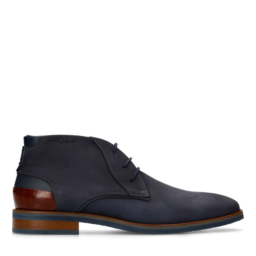 Van Lier Donkerblauwe nubuck veterschoenen