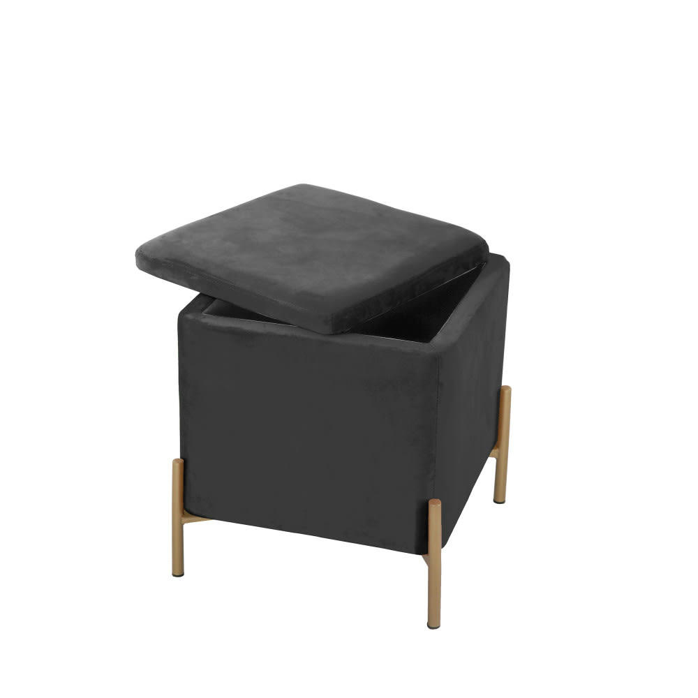 SNOG - Pouf en métal et velours rouge