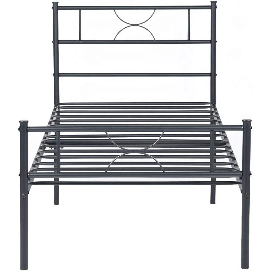 Twin Size Bed Frame Platform Metal with Headboard/Underbed Storage/Steel Slats, Heavy-Duty Mattress Foundation