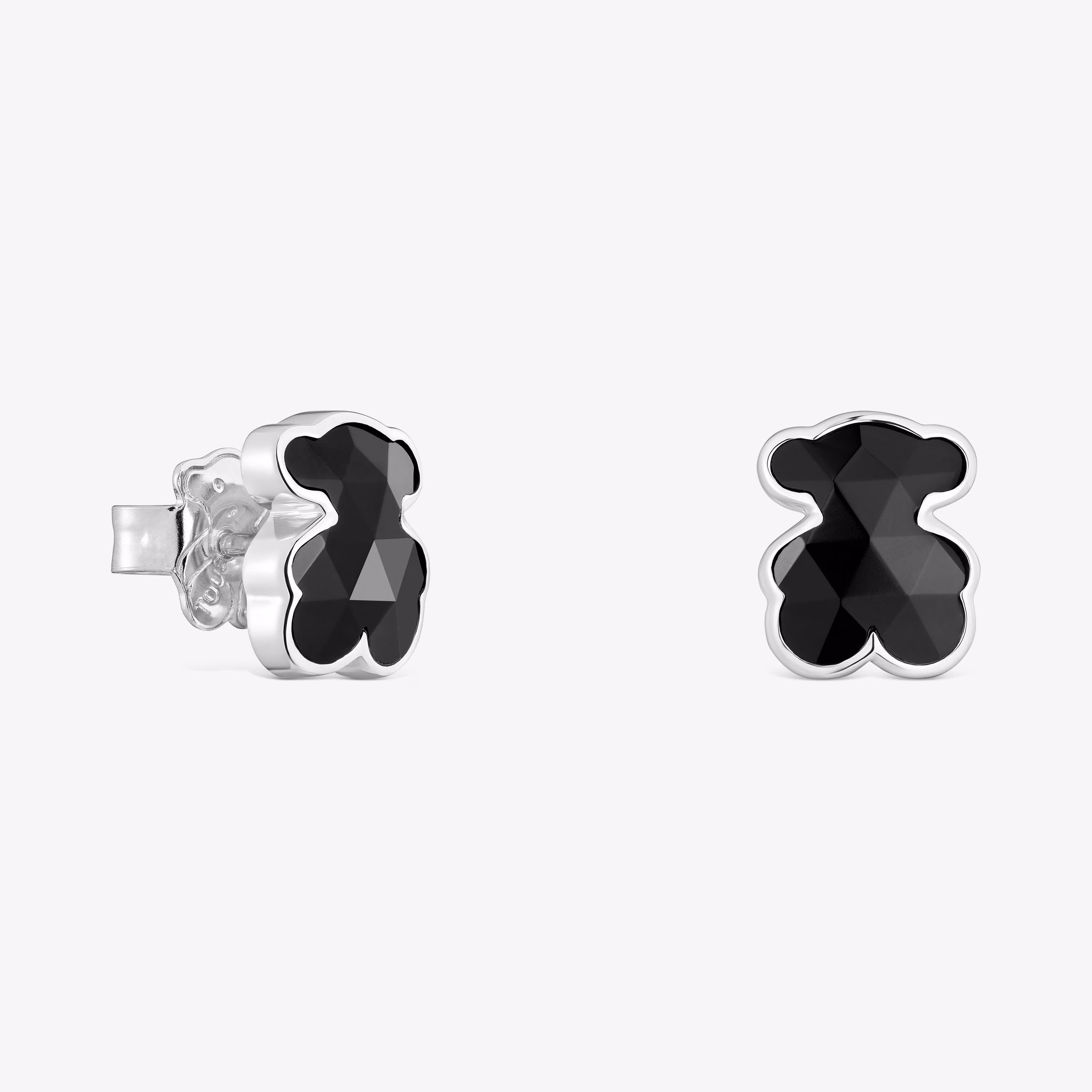Pendientes oso de plata y ónix 10 mm Icon Color
