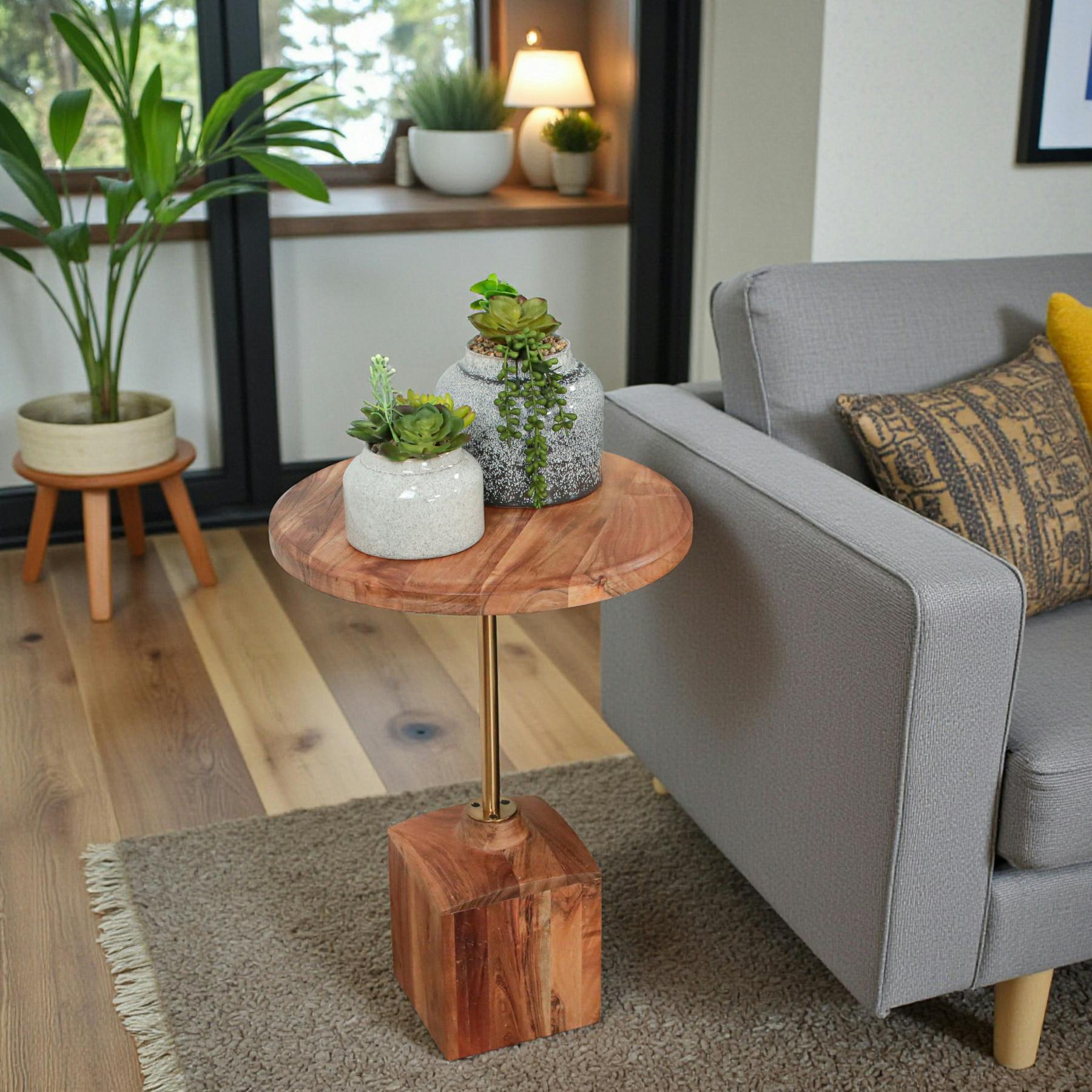 Bout de canapé en bois d'acacia F.S.C® rond D 40, 5 cm