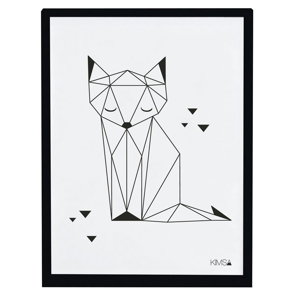 ORIGAMI - Affiche renard en Papier Noir