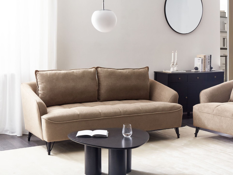 Sofa trzyosobowa tapicerowana brązowa