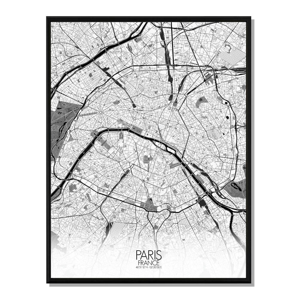 - Affiche Paris Carte N&B 40x50