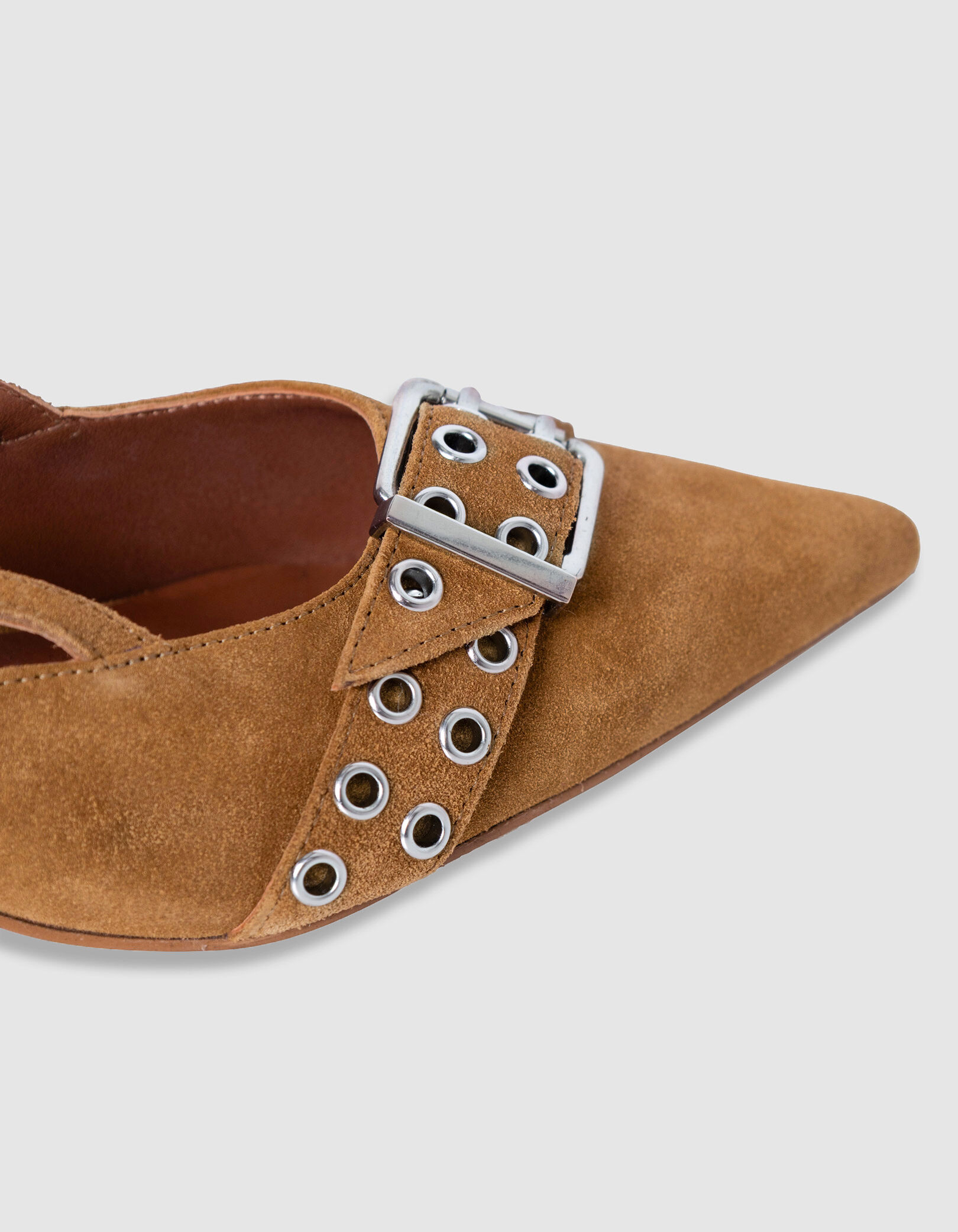 Escarpins slingback camel cuir velours Femme