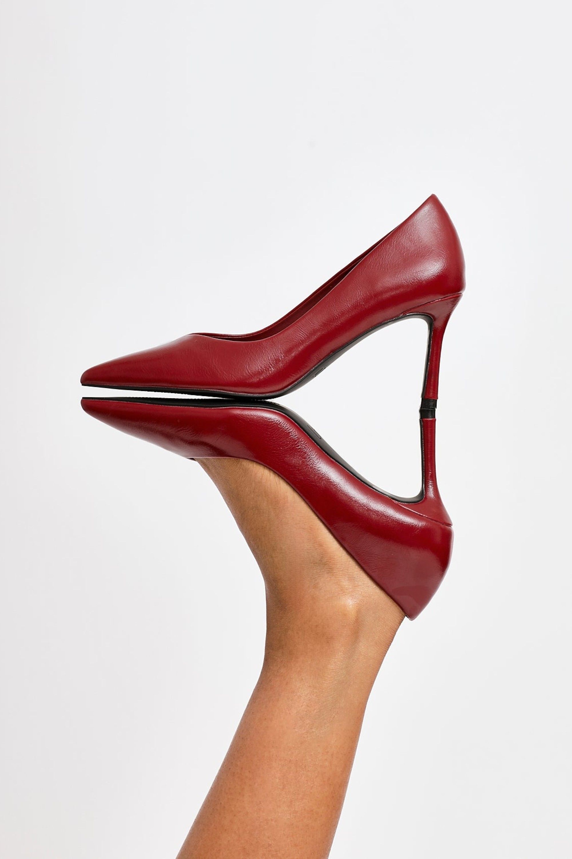 Linzi Classic Red Faux Leather Court Heels
