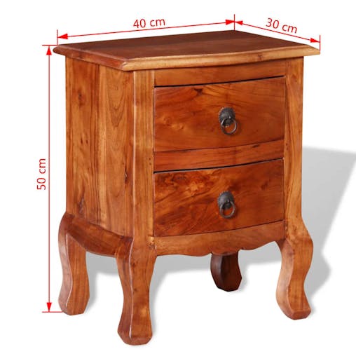 NNEVL Nightstands with Drawers 2 pcs Solid Acacia Wood