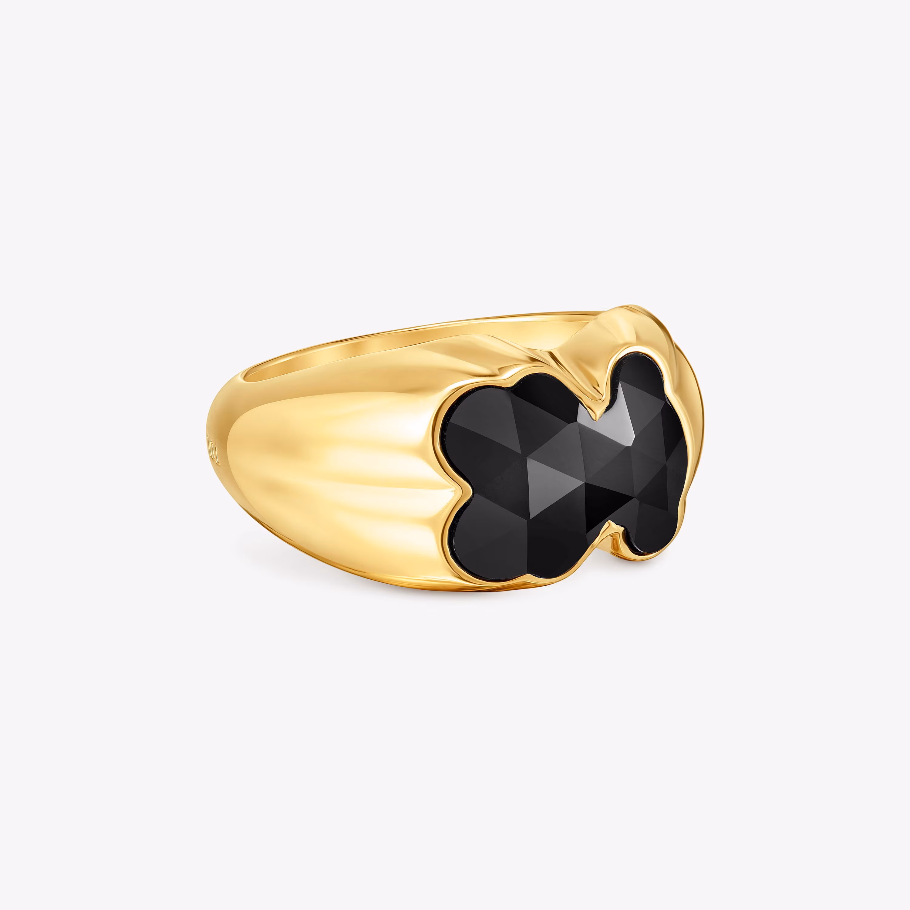 Anillo mediano con baño de oro 18 kt sobre plata y motivo oso en ónix Icon Color