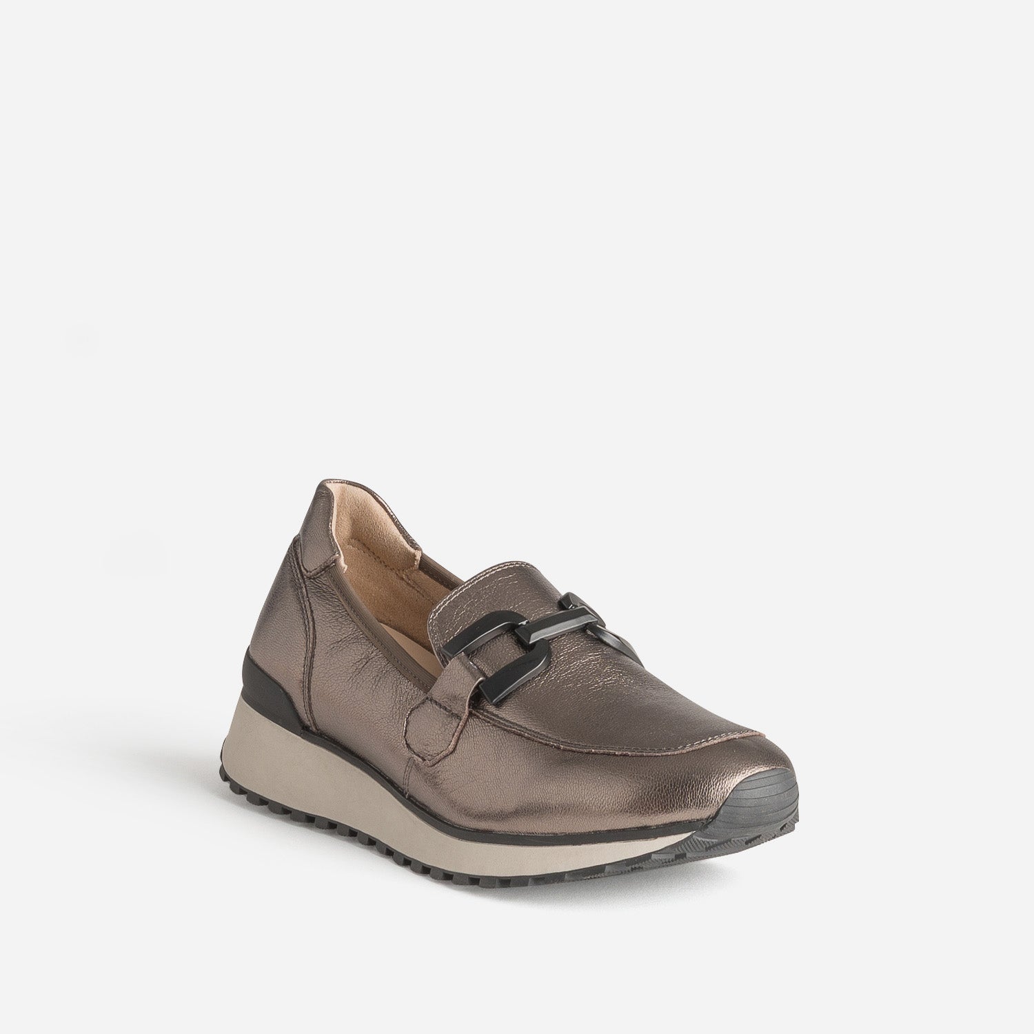 Mocassin confort CAPRICE gris métallisé en cuir