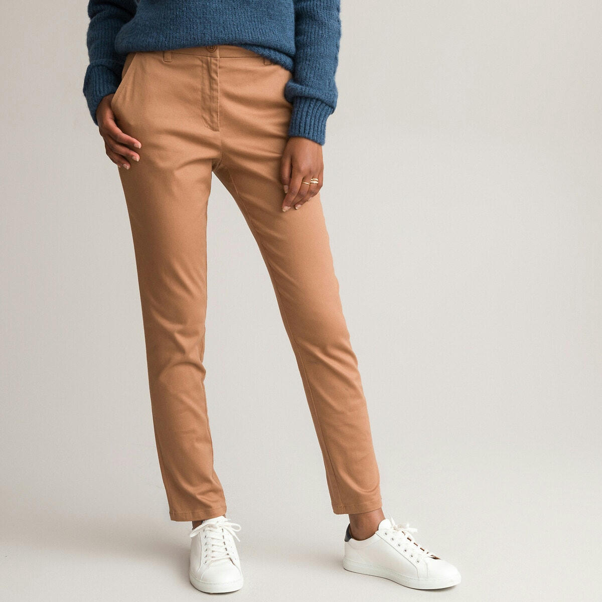Pantalon droit chino, sergé stretch