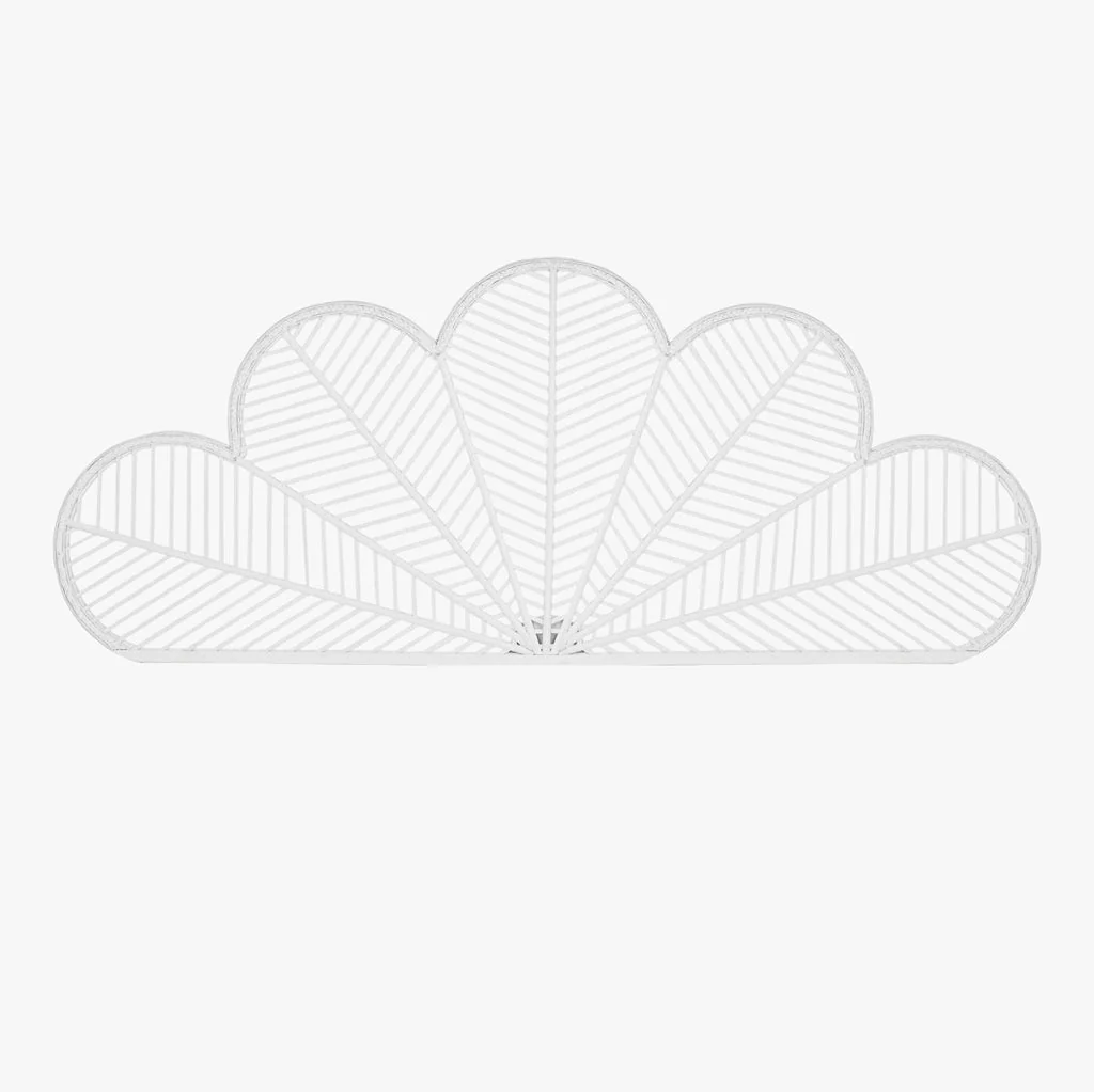 Cabeceira Cama Branca Rattan Flor 190x2,5x81 SERENA