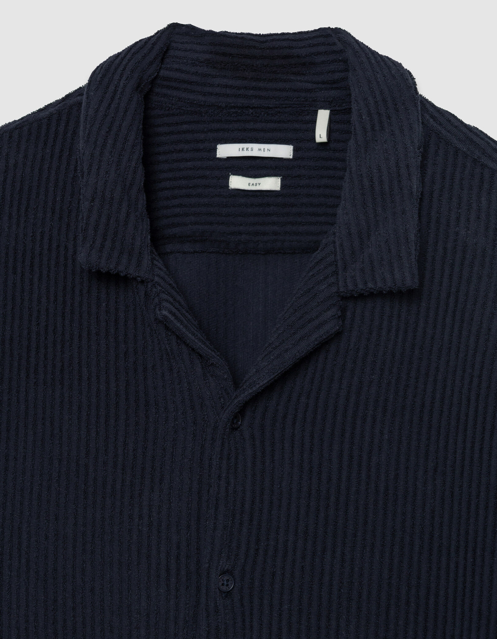 Chemise regular marine éponge relief rayures Homme