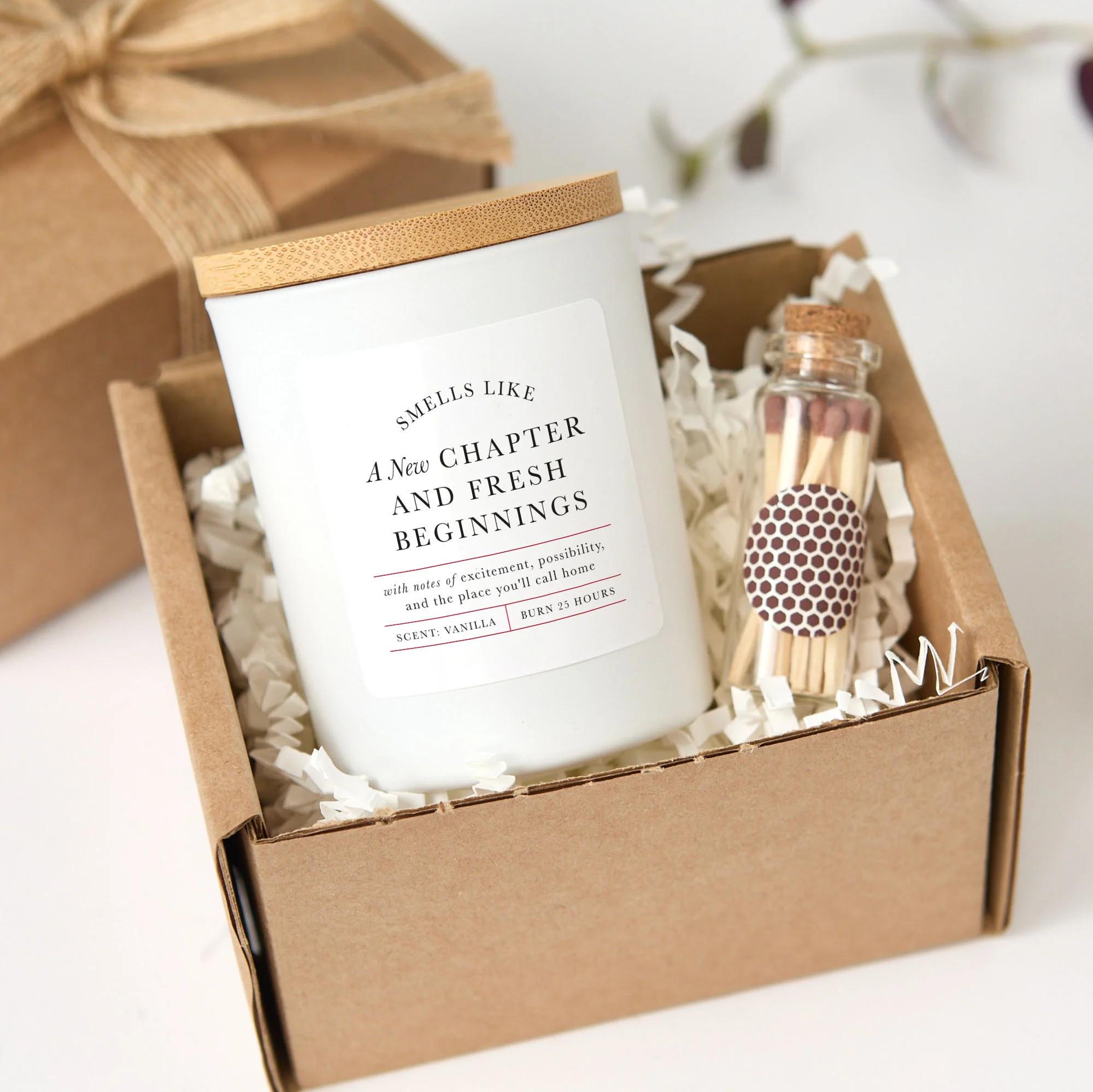 New Chapter Candle Gift, Fresh Beginnings Housewarming Keepsake for New Home Apartment or Moving Day