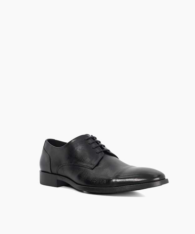 Suffix Black - Leather Wide Fit Toe Cap Lace Up Derby