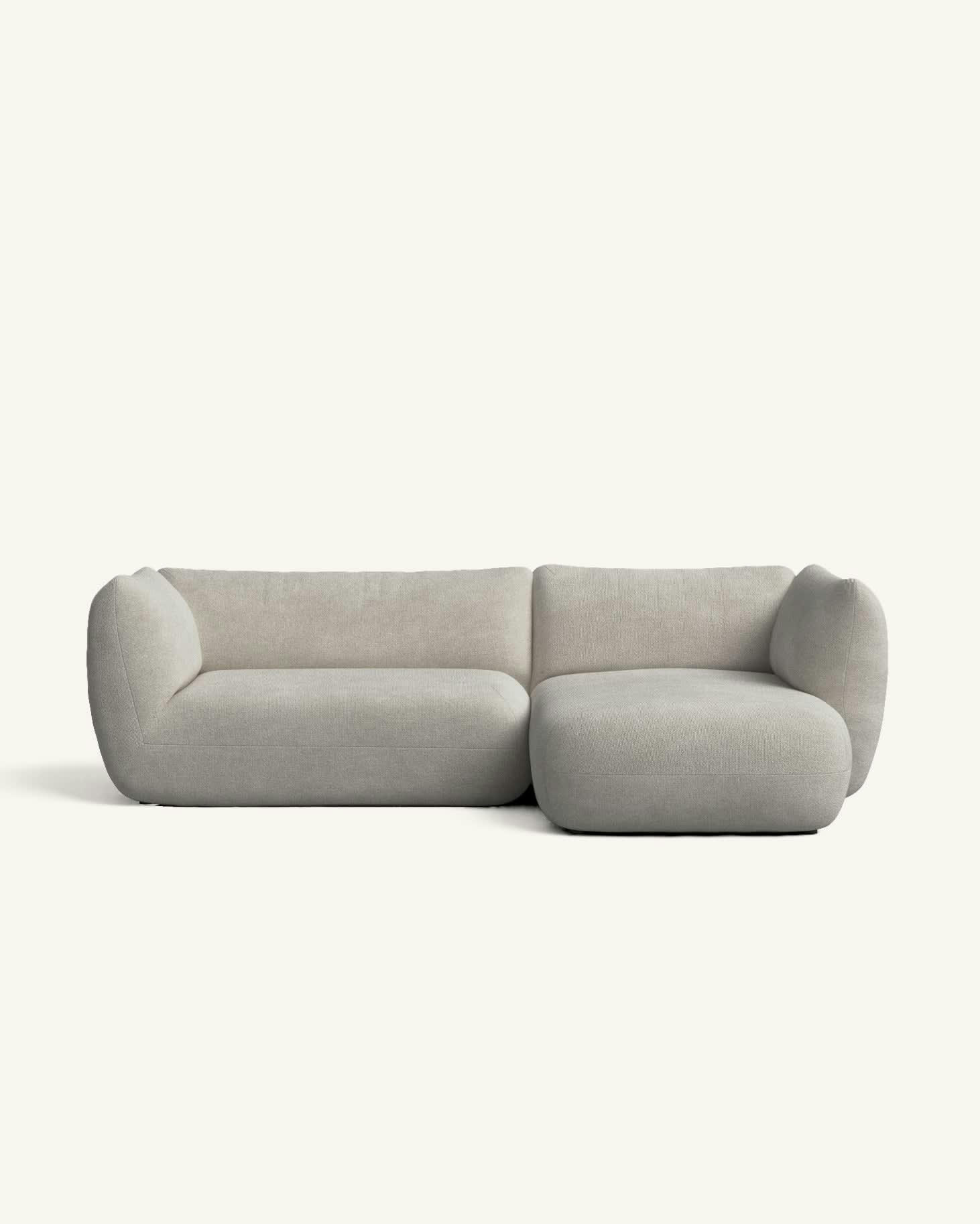 ARNAU - Canapé d'angle droit 2 places en tissu gris