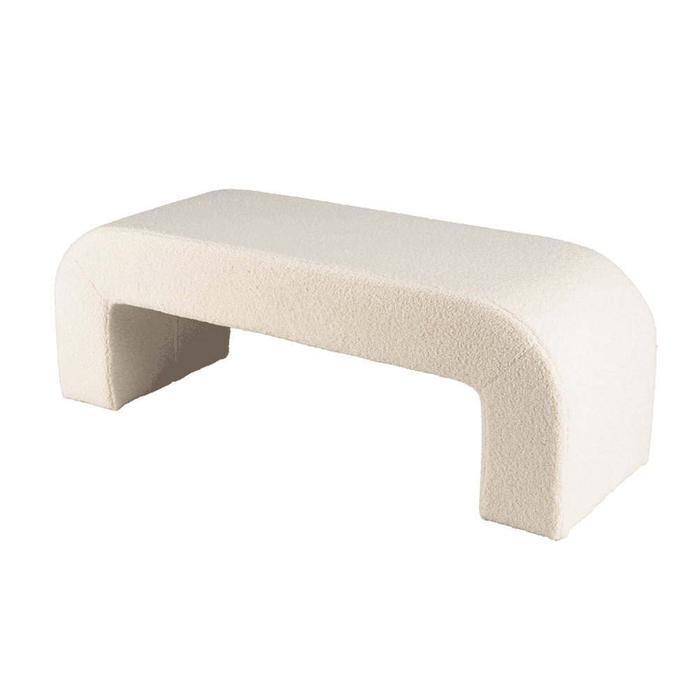 Banc de lit design tissu bouclette écru COLOMBUS
