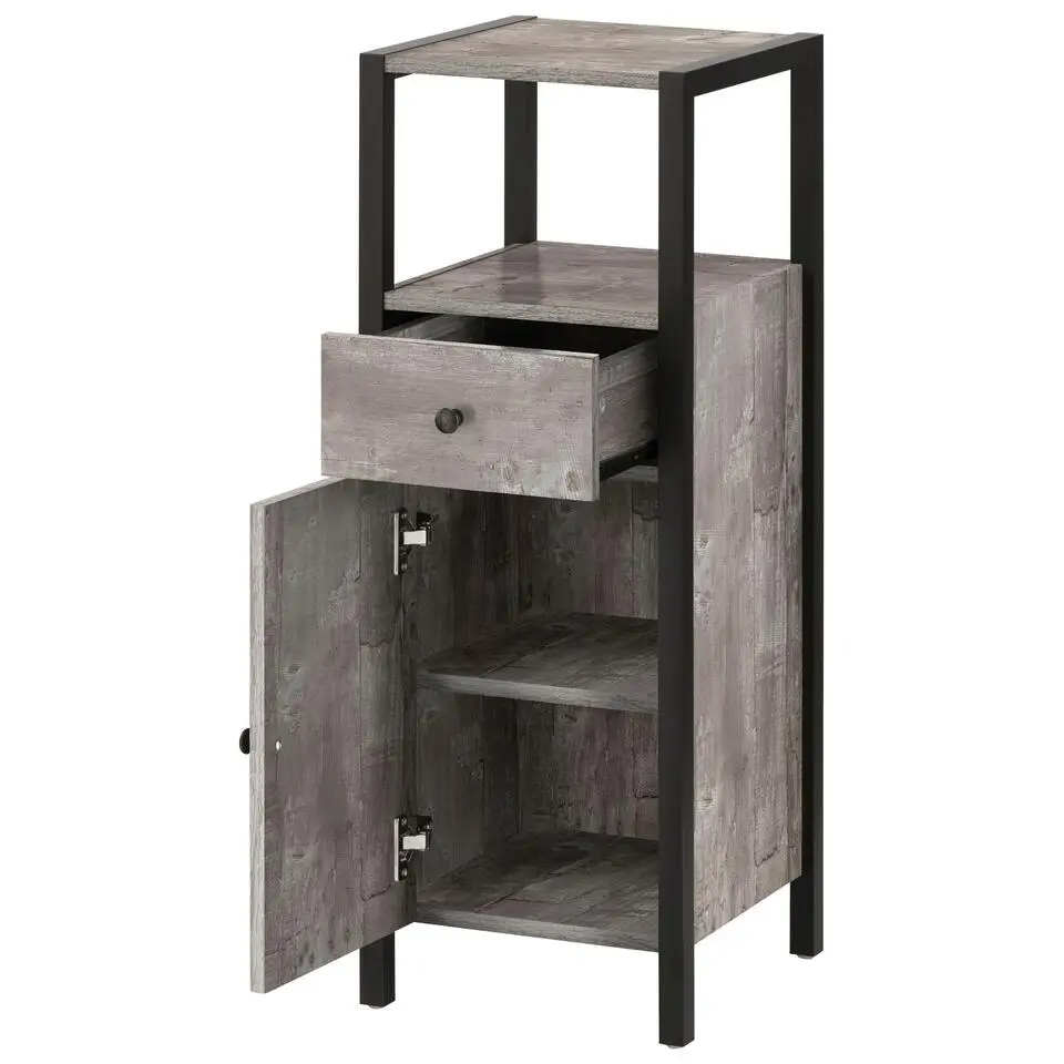 Chris - Kast met 1 lade en 2 zwarte spaanplaatdeuren