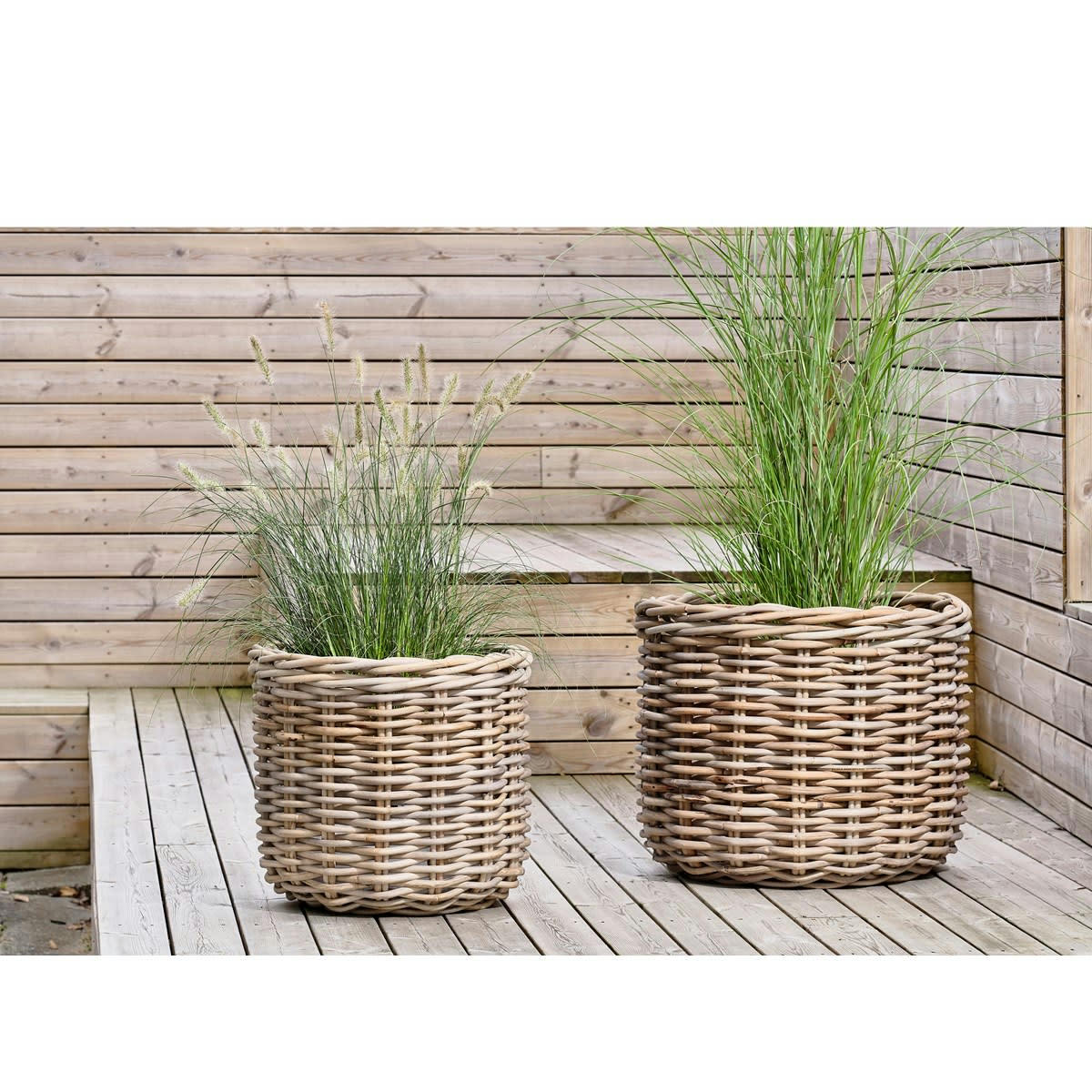 LIVING - Cache pots à plantes en fibre beige - Lot de 2