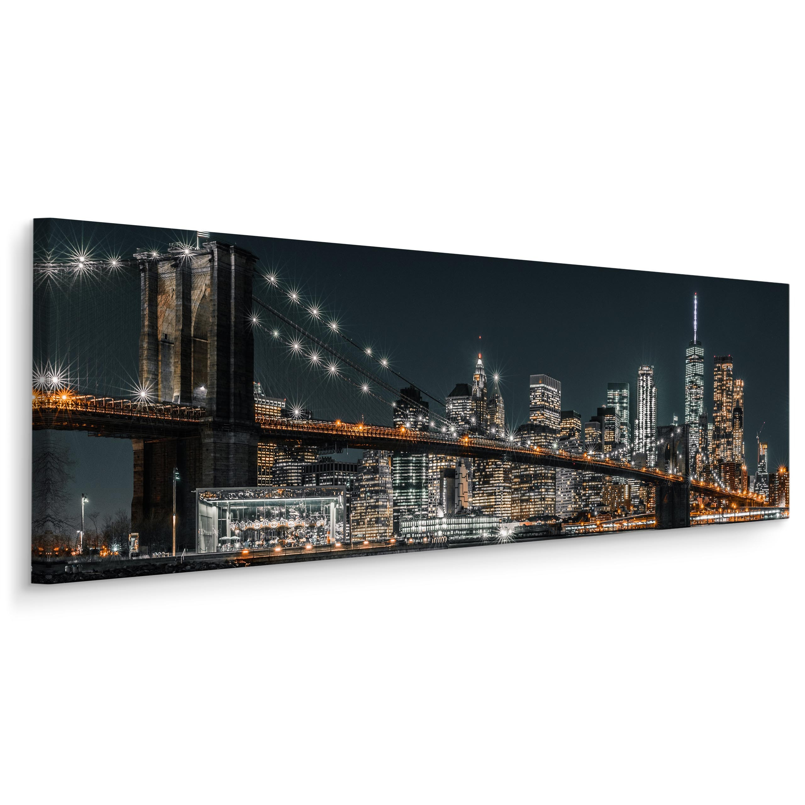 Obraz Panoramiczny Most Brookliński Nocą 145x45cm