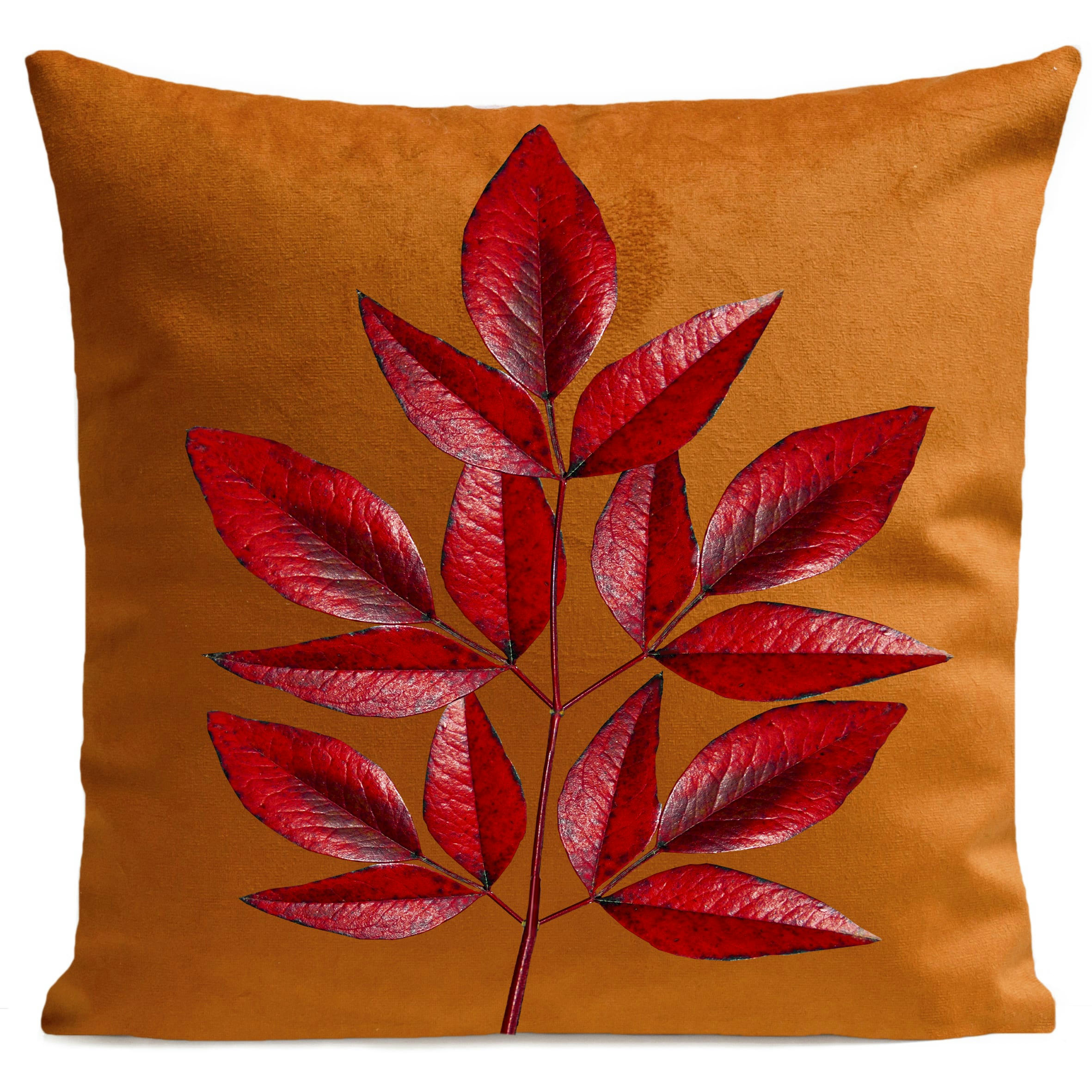 - Coussin automne orange suédine 40x40cm