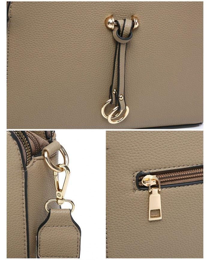 JFY Triple Zipped Sections Pu Strap Cross Body Bag
