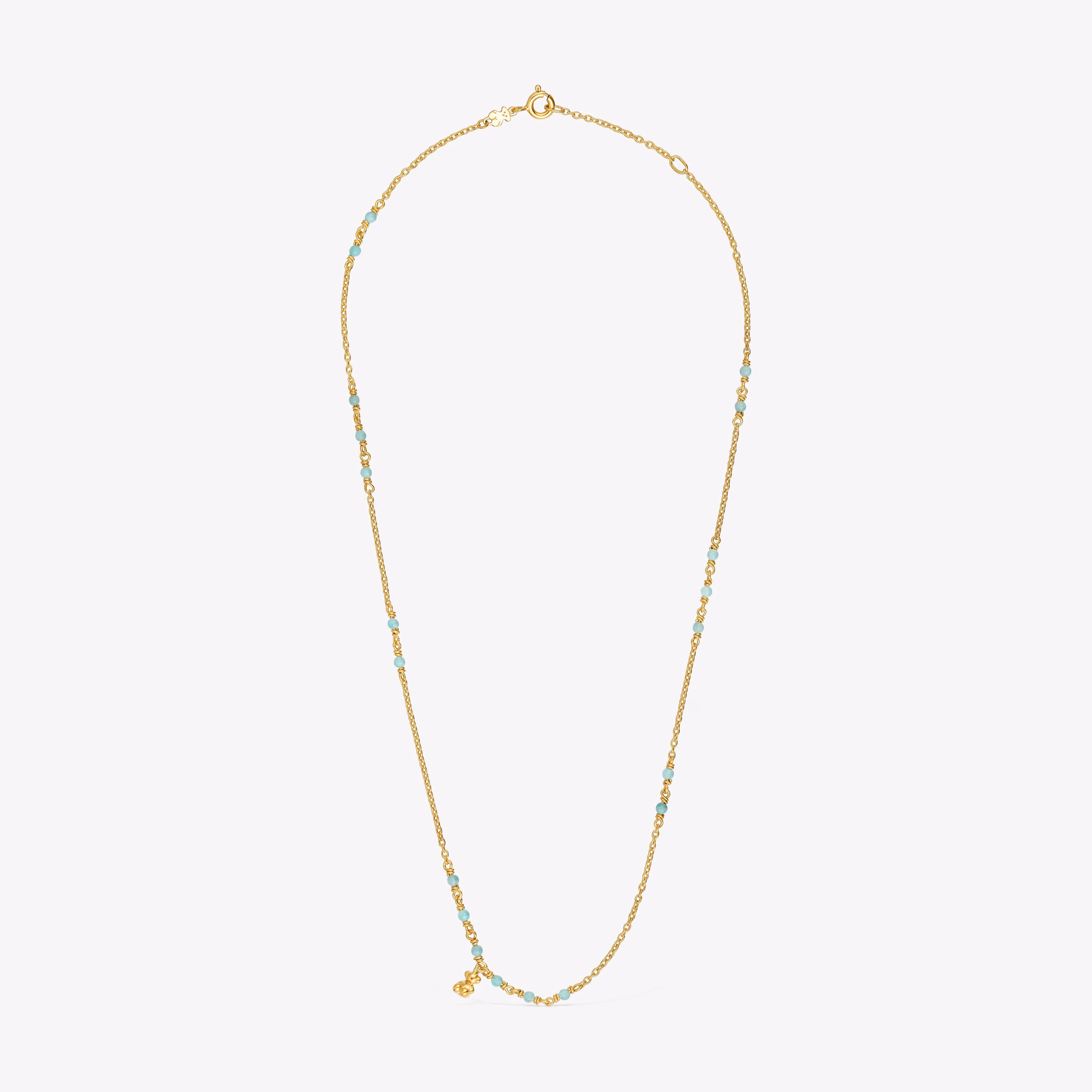 Collar con baño de oro 18 kt sobre plata y amazonita Bold Bear