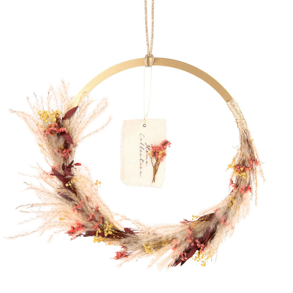 - Couronne murale rouge, beige et dorée D30