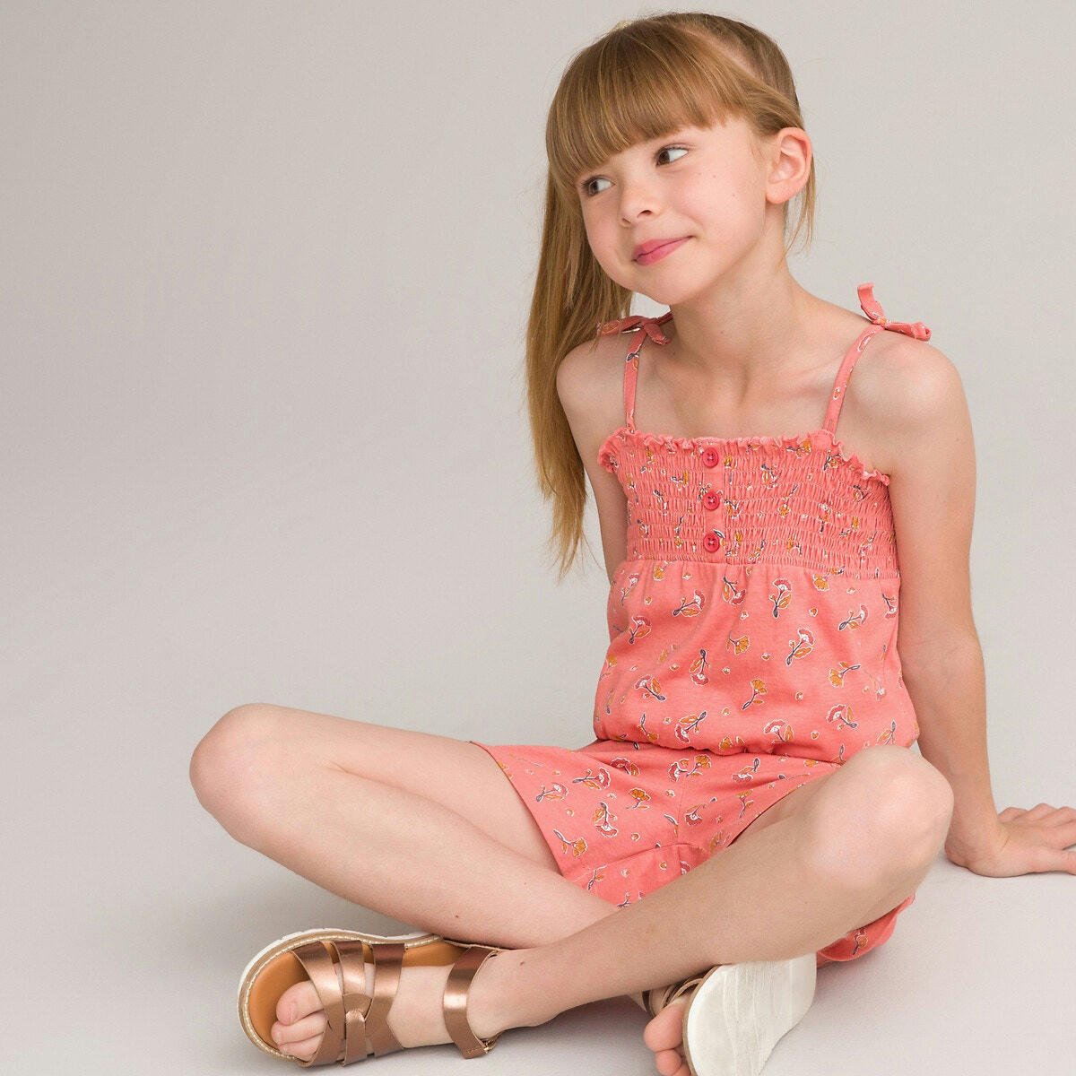 Combishort à bretelles en coton bio 3-12 ans
