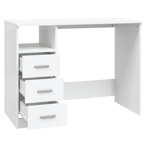 NNEVL Desk with Drawers White 102x50x76 cm Engineered Wood