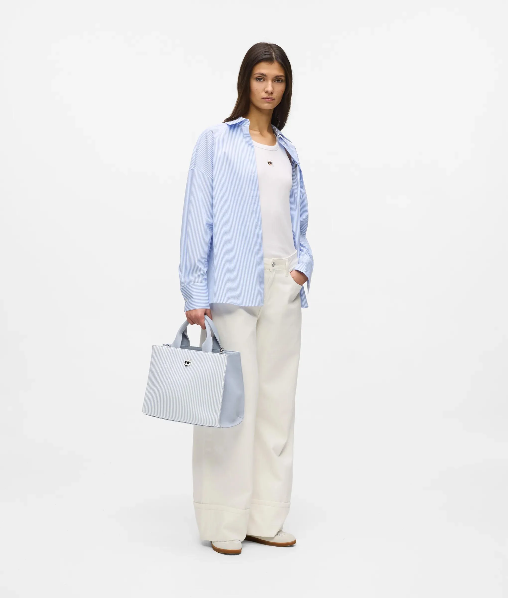 Sac en toile Ikon Choupette à carreaux rayés