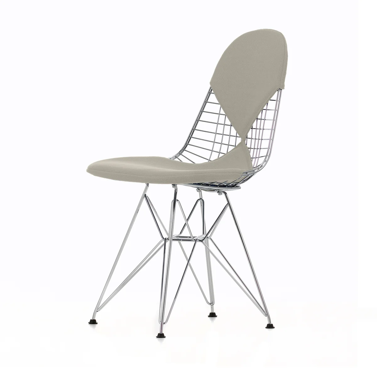 Vitra - Wire Chair DKR-2 Bikini, Untergestell basic dark, Stoff Checker schwarz/weiß, Filzgleiter (basic dark)