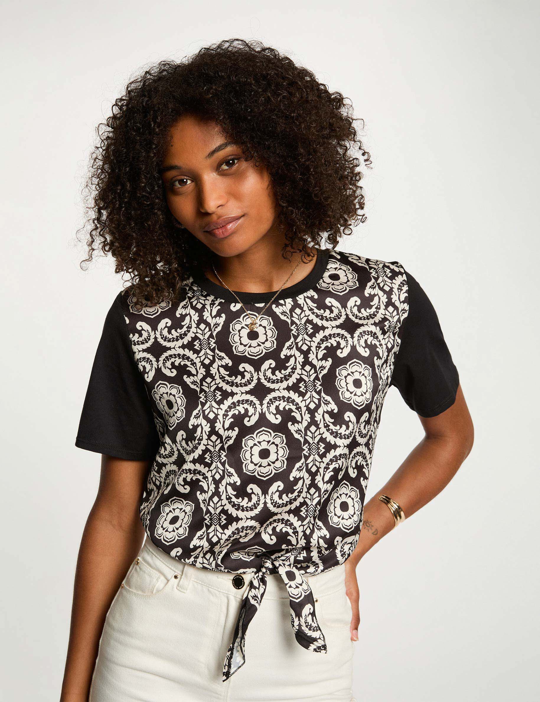 Cropped Printed T-Shirt White Women